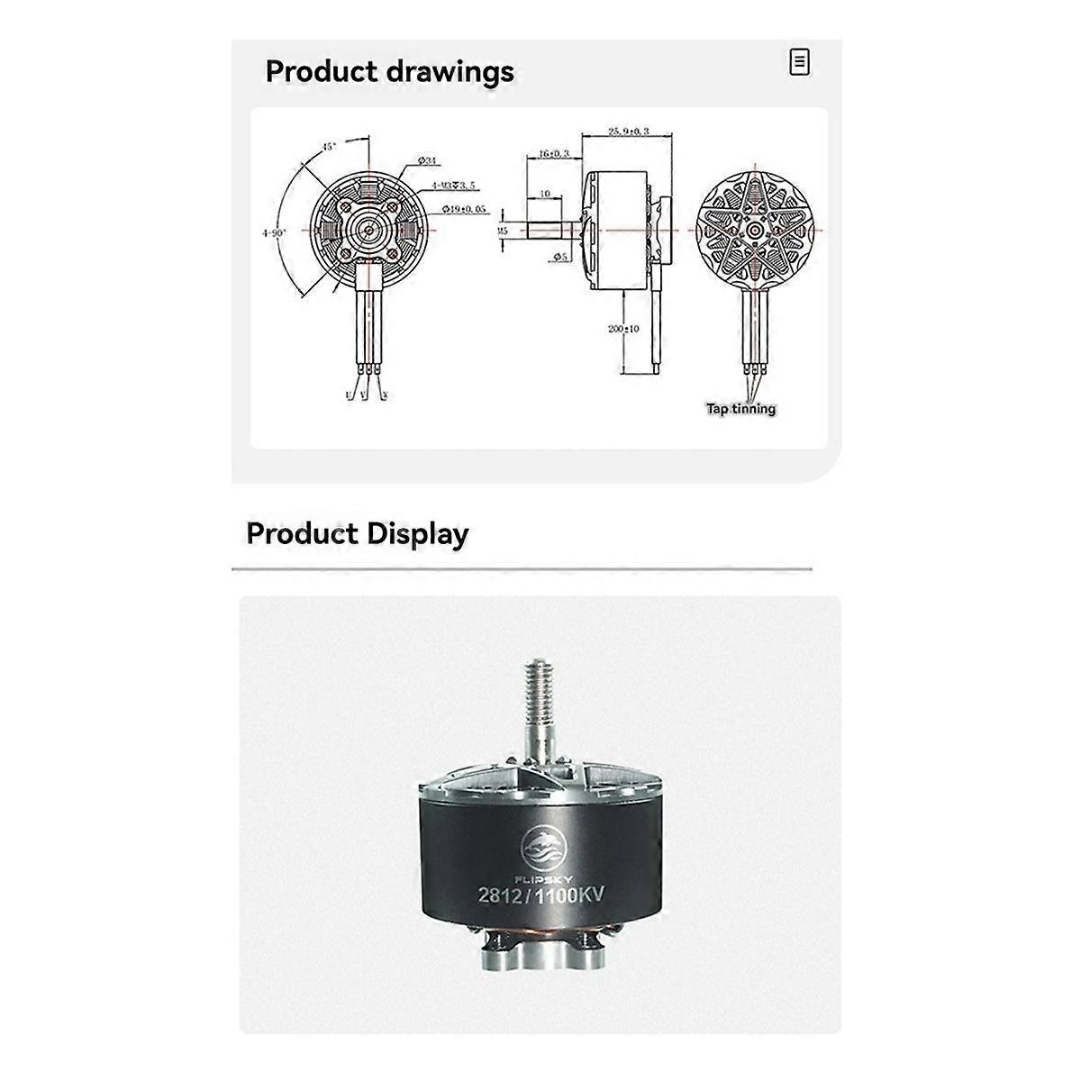 2812 1100KV Brushless Motor 3 Phase 24V 3-8S 1406W for FPV Racing RC Drone Parts Motor