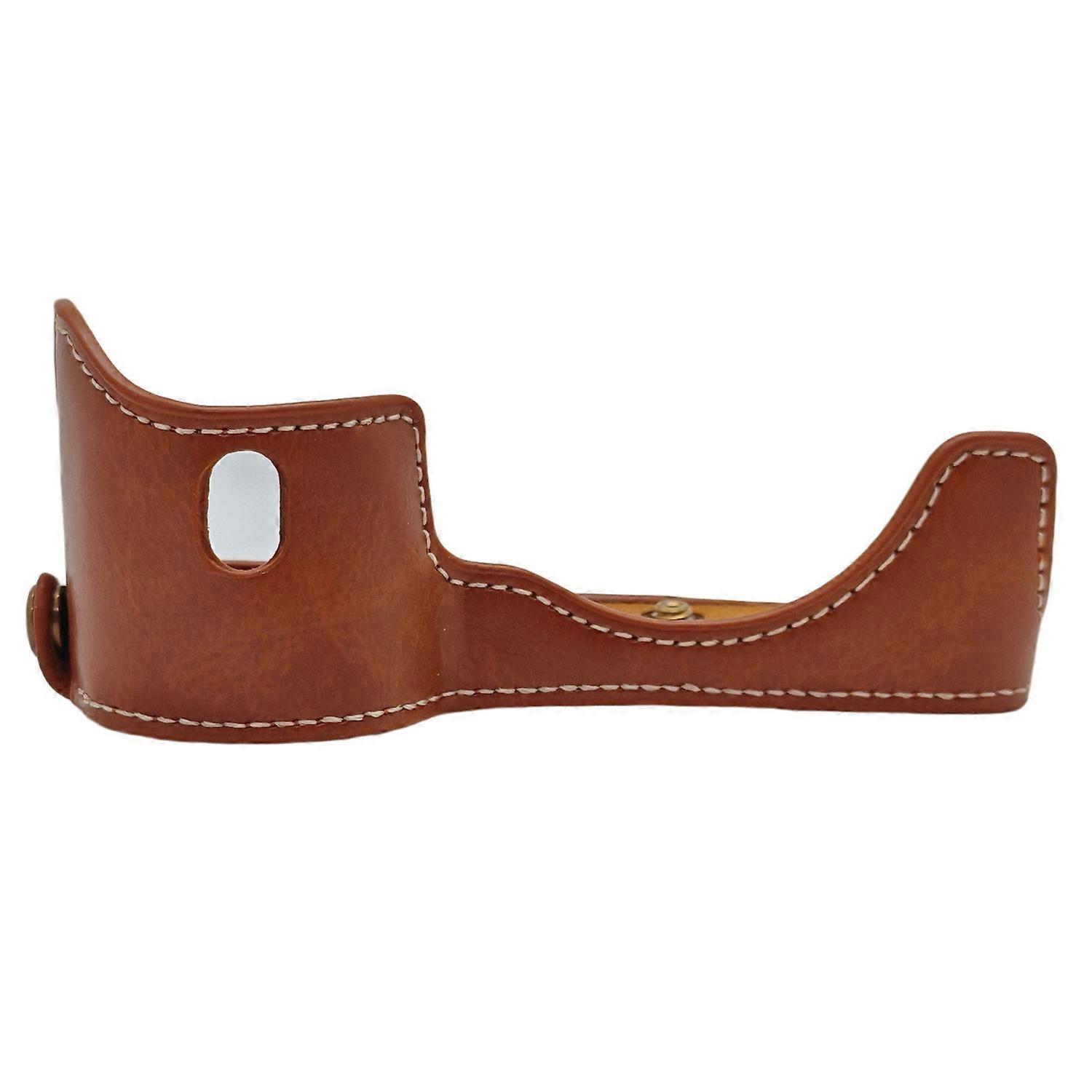 For Sony A7 A7R PU Leather Camera Bottom Cover Half Body Case with Screw - Brown