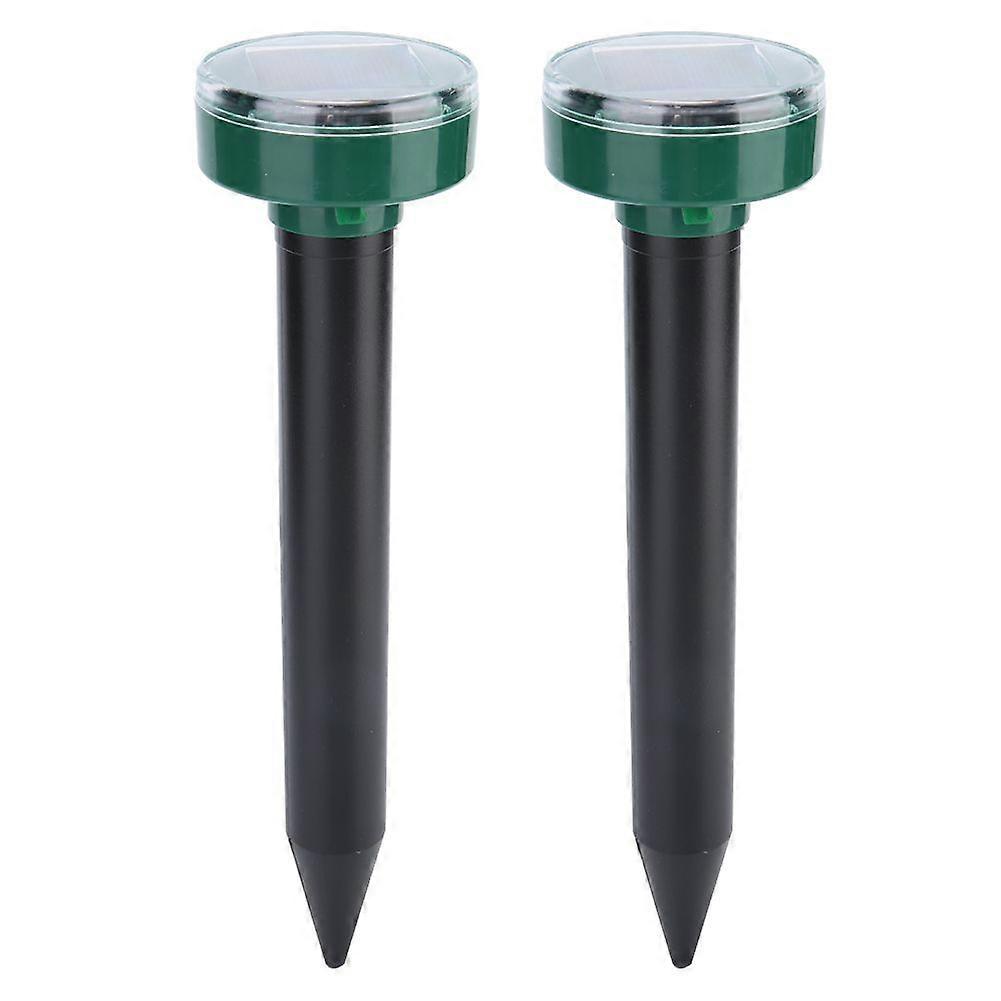 2PCS Solar Power Garden Ultrasonic Pest Mouse Snake Repeller Repellent (Round)