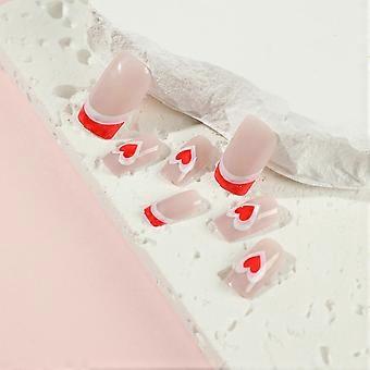 Französische weiße und rosa Nähte Full Cover Ballerina Acryl Nagelspitzen Kleber Modelle