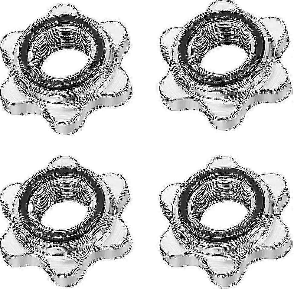 Set Of 4 Dumbbell Spinlock, Non-slip 25 Mm Standard Spinlock Collars, Screw Caps For Dumbbell Bars, Barbell Star Collars -t-lian