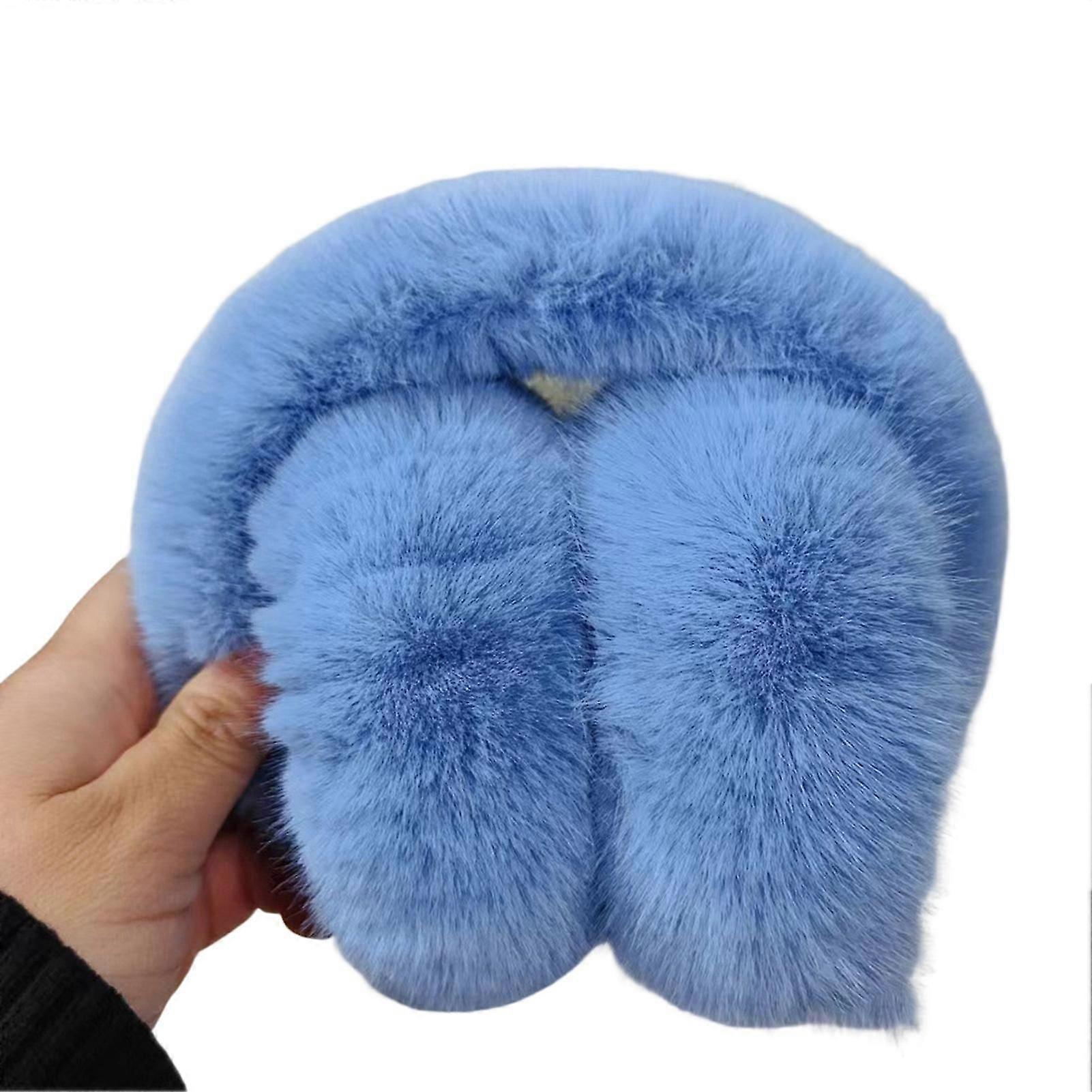 Solid Color Elastic Non-slip Cute Unisex Earmuffs Winter Soft Thickened Plush Headband Ear Warmer
