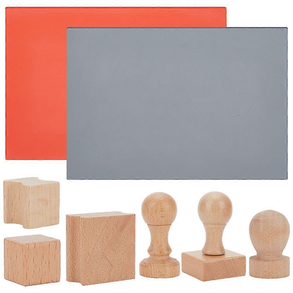 Laserable Rubber Aluminum Sheet Unfinished Beech Wooden Grooved Square Shape Unfinished Wood Slices Mixed Color 2.5~29.6x4~21cm