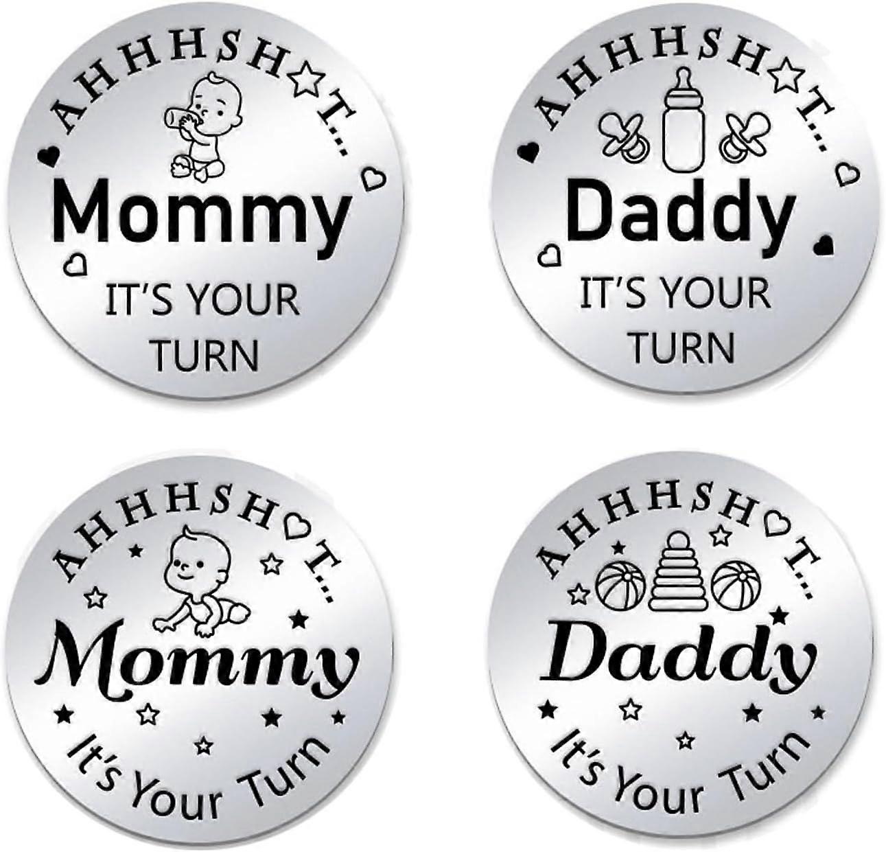 2pcs New Parent Decision Mom Dad Challenge Coin Funny Engraving Coins Double Sided Decision Making Coin for First Time Mommy Daddy Push Present Pregna