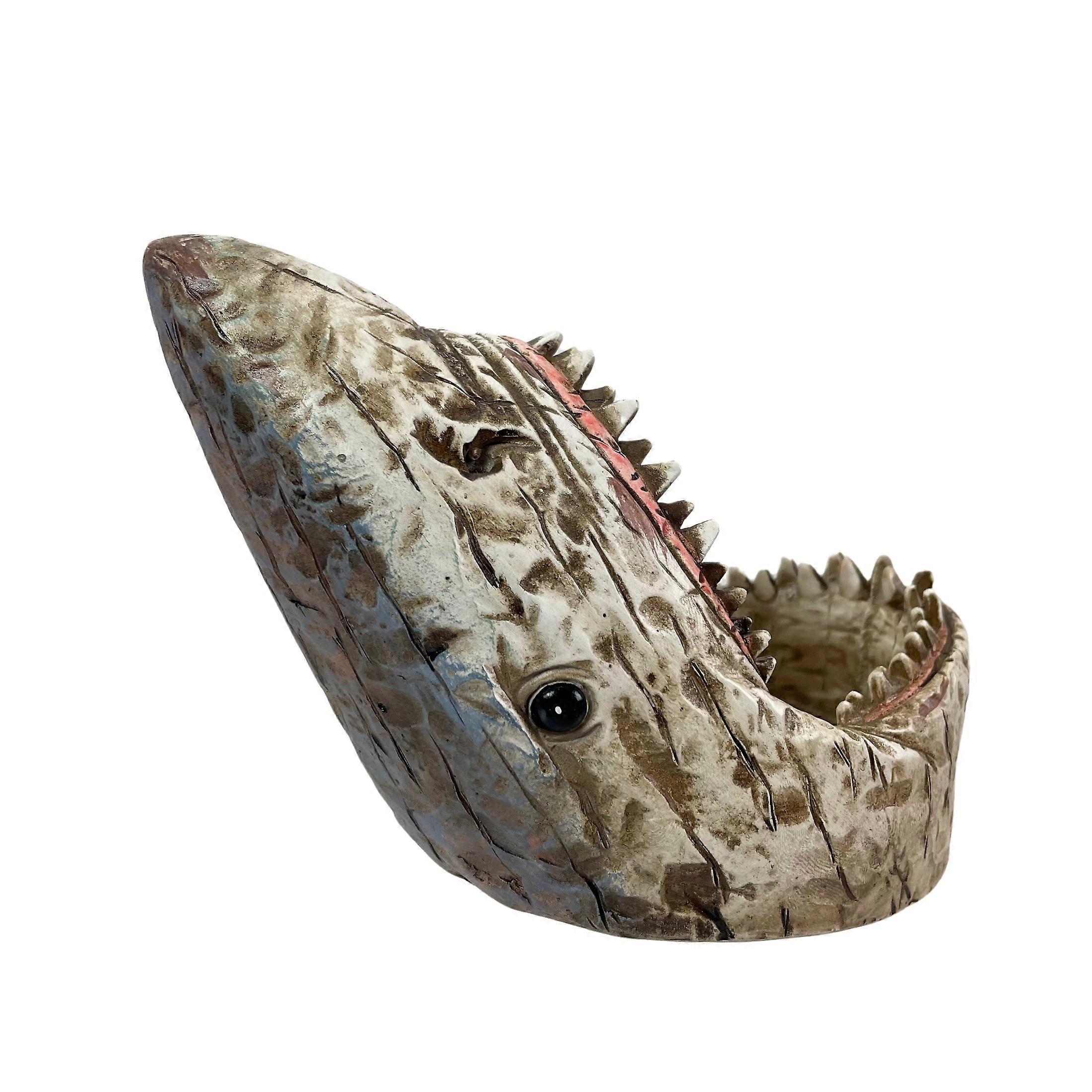 Distressed Wood Finish Resin Shark Wine Bottle Holder – 7 Inches Long – Coastal Centerpiece for Bars, Kitchens, or Dining Rooms – Fun and Unique Gift for Wine Lovers"