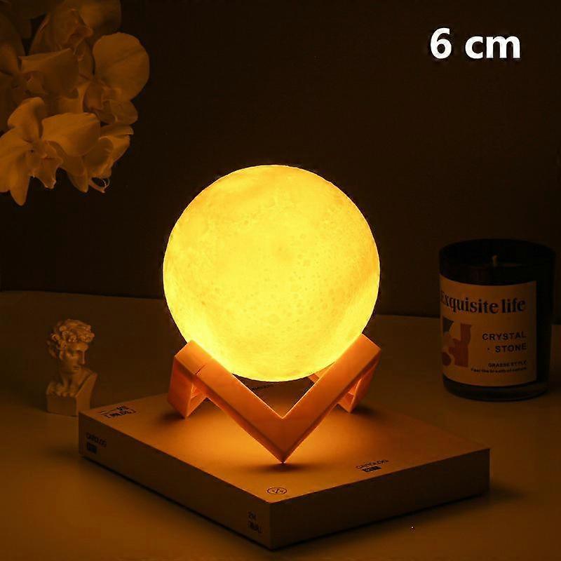3D Moon Night Light Rechargeable Moon Lamp Bedroom Led Study Table Lamp Warm Light Bed Lamp Desk Lamp Home Decor