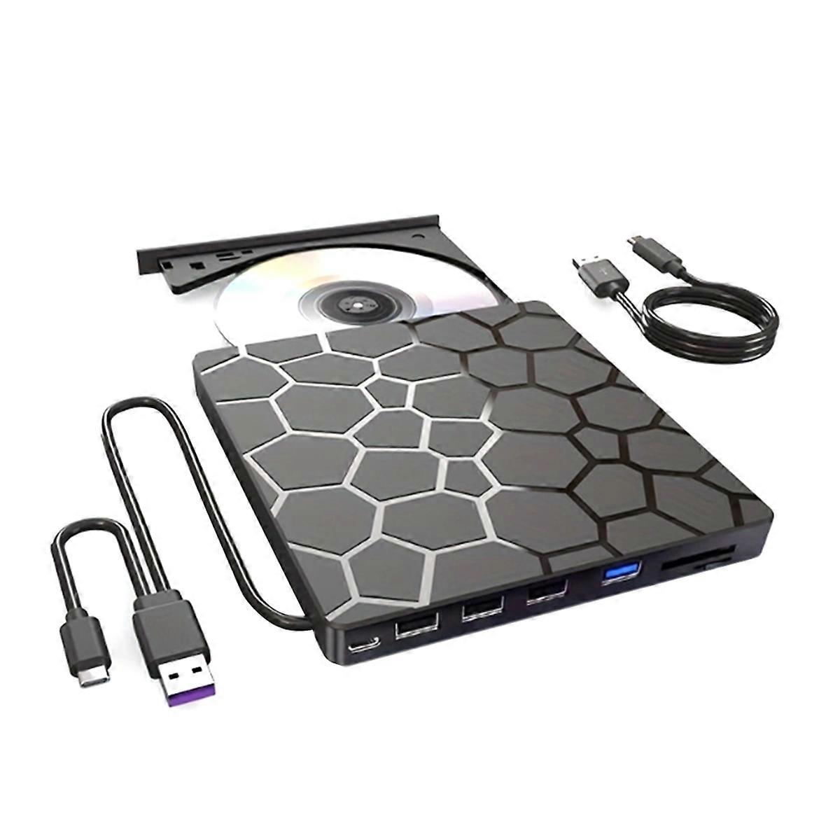 External DVD RW Drive USB 3.0 Type C 7 In1 Interface Slim DVD CD Writer Burner Reader Player Optical Drive for Laptop PC