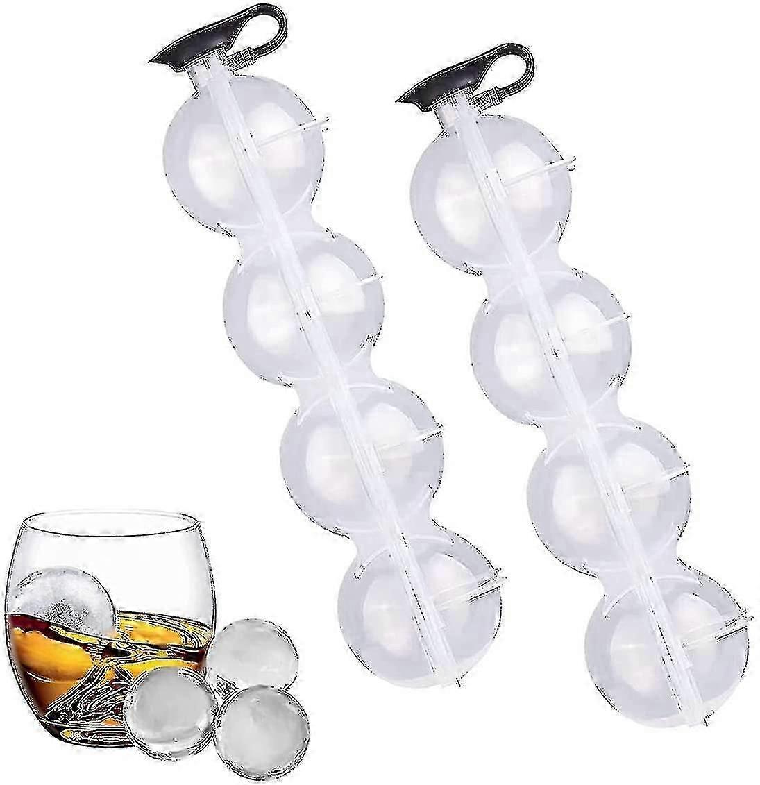Mini Silicone Round Ice Cube Mold Trays For Whiskey,4-hole Sphere Ice Ball Maker Molds Diy Mould For Cocktail,juice,party,bar (2 Pcs)