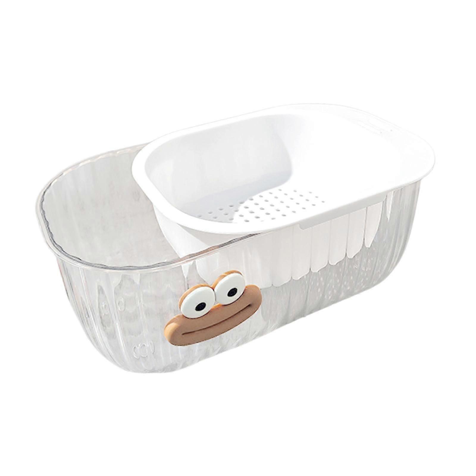 Kitchen Strainer Colander Bowl Set 2 in 1 Double Layered Strainer for Mixing White