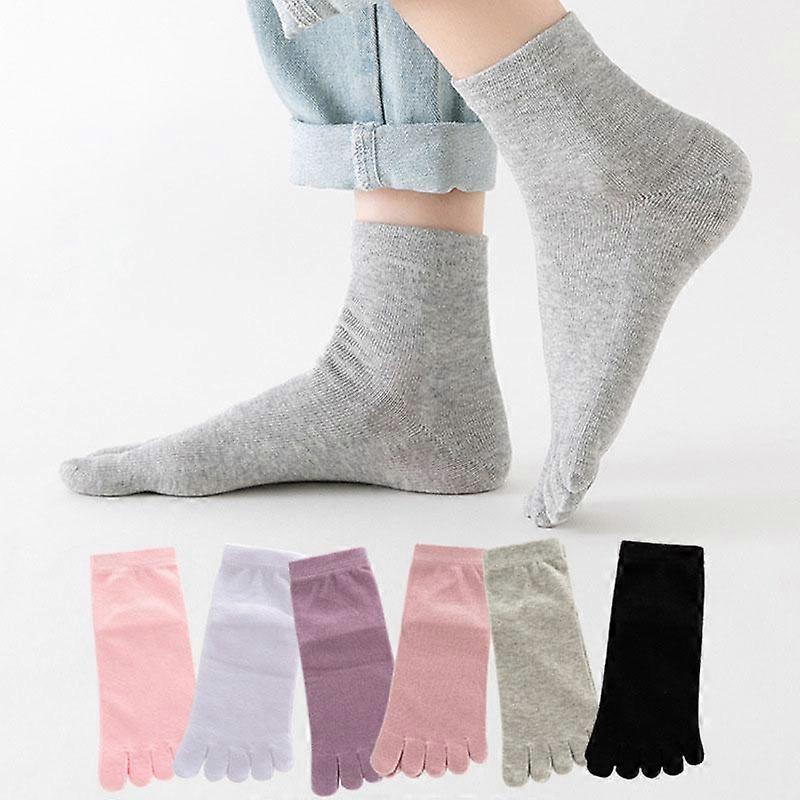 1 Pair Solid Color Cotton Five Toe Socks Women's Socks Autumn Winter Breathable Socks YSX