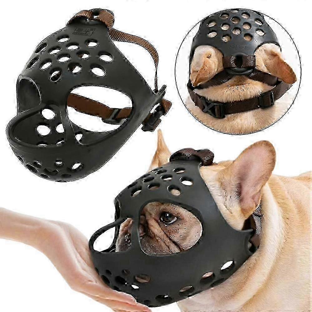 Short Snout Dog Muzzle, Soft Silicone Breathable Flat Faced Muzzle For French Bulldog And Pug For Biting Chewing Licking And Grooming