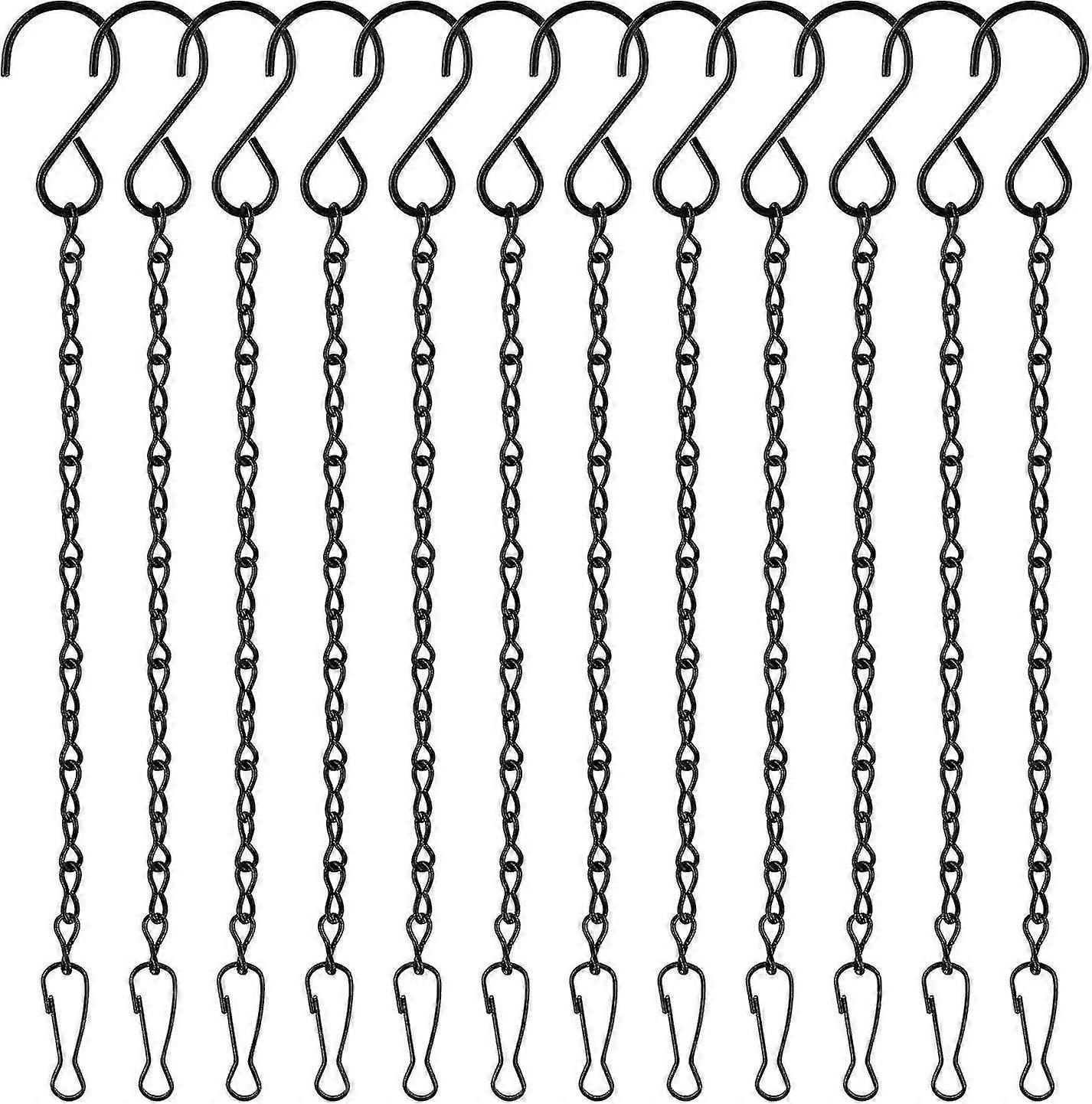 12 Black Hanging Chains with Hooks - Garden Basket/Plant Support Metal Chains