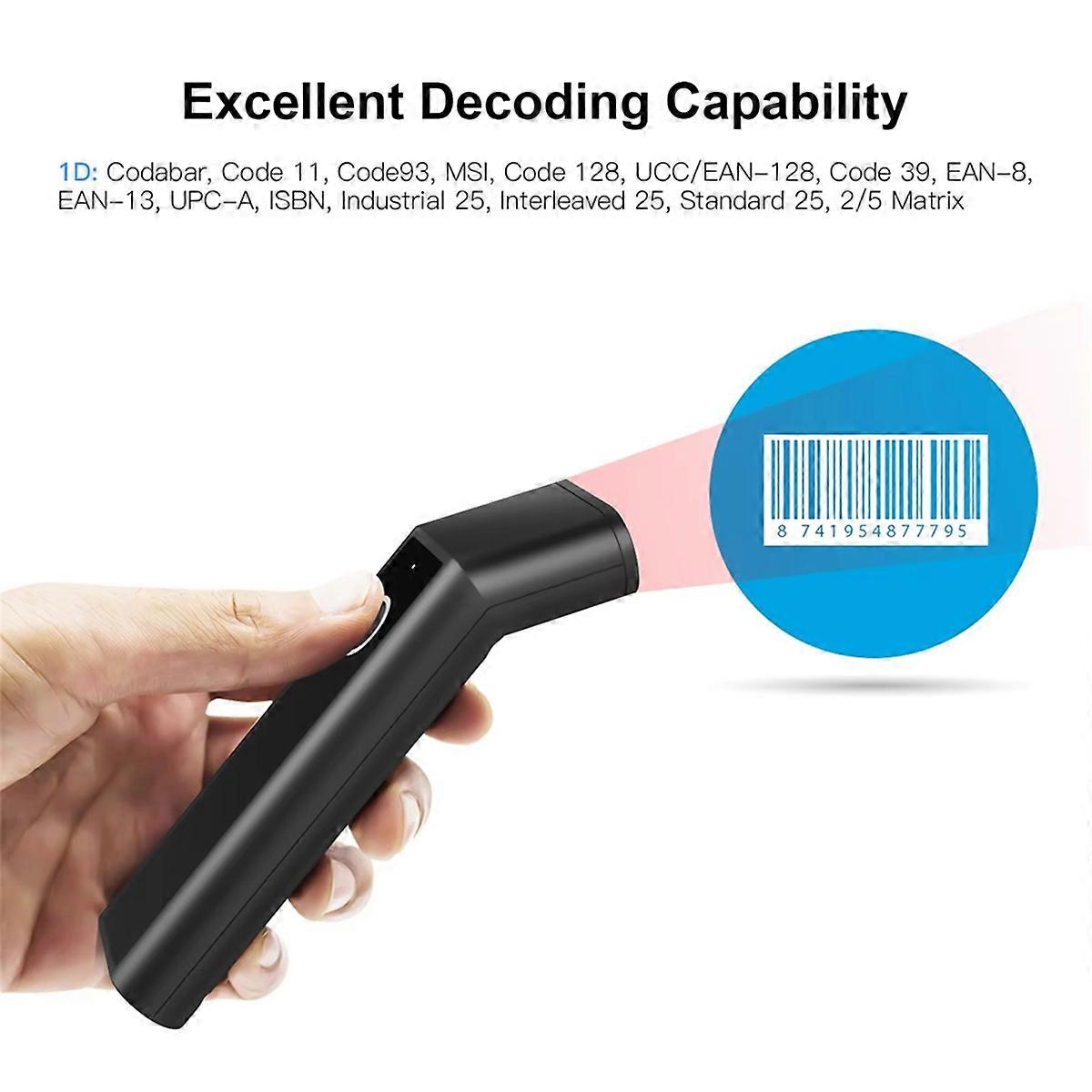 3 in 1 Barcode Scanner Handheld 1D Bar Code Reader BT and 2.4G Wireless USB Wired Connection with C