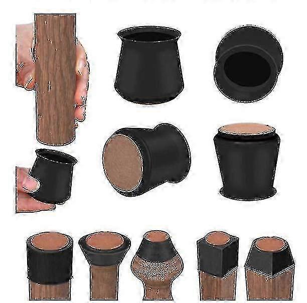 16 Pack Silicone Chair Leg Floor Protectors With Felt Prevent Scratches And Reduce Noise
