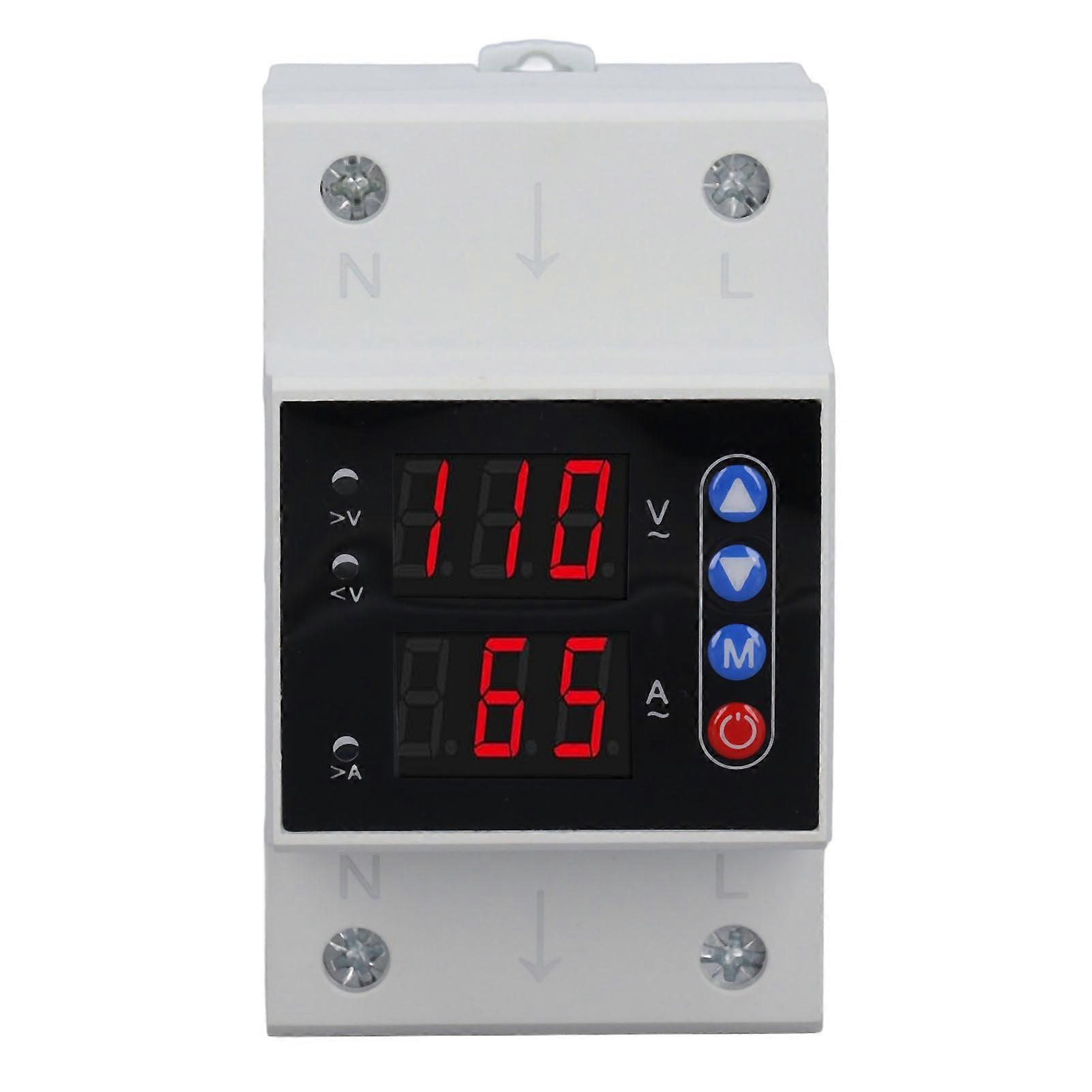 Adjustable V/A Protector Over Under Voltage Overcurrent Intelligent Relay Reset Protective Device Stabilizer AC80‑300V 80A 