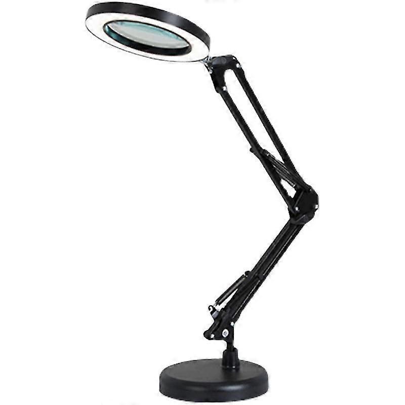 5X LED Büyüteç Lambası, Ayarlanabilir Döner Kol Masa Büyüteç Lambası, Cam Lens, Bakım, El Sanatları, Okuma, Dikiş, Siyah