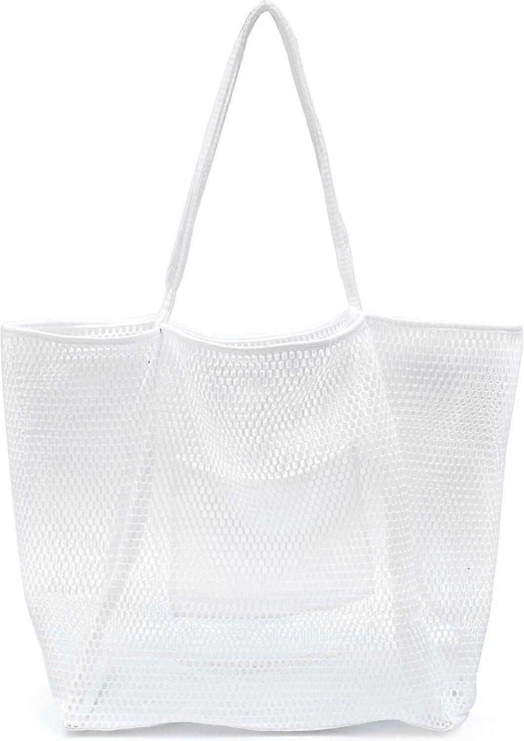 AVEKI Mesh Beach Tote Womens Shoulder Handbag, White