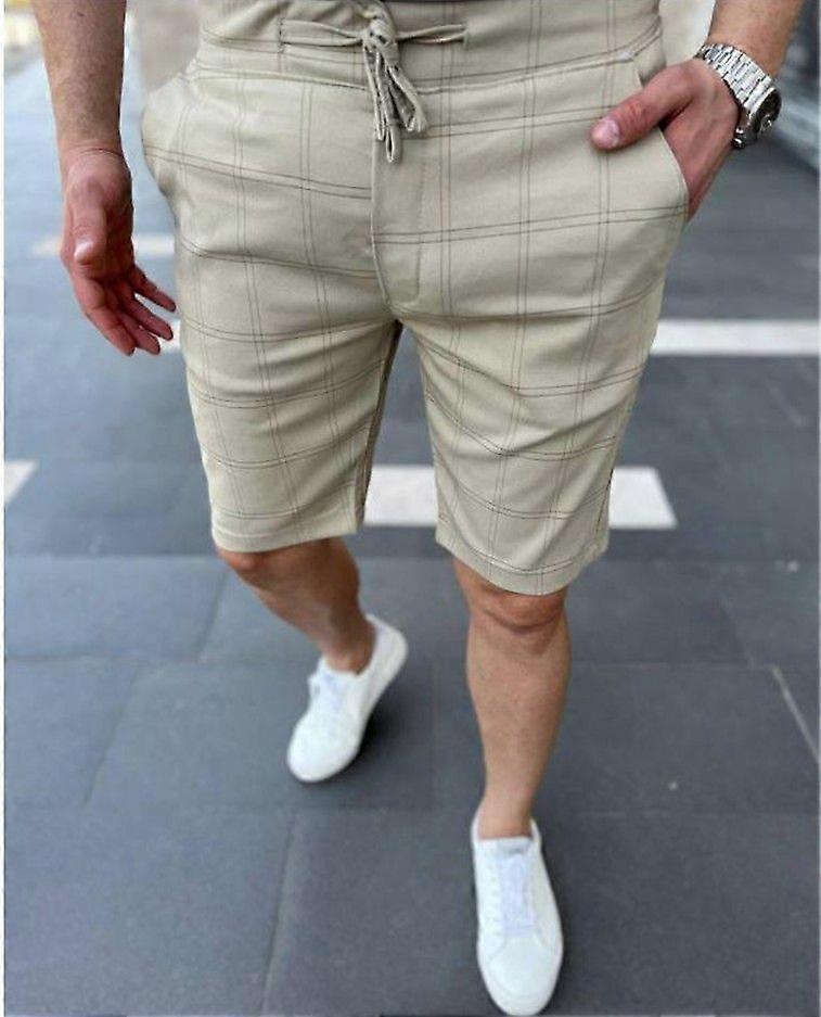 Sommermode mænds plaidstribede afslappede shorts