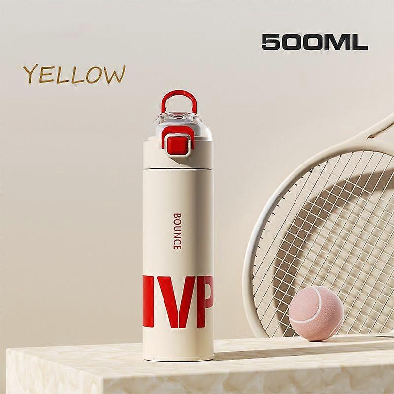 Insulated Water Bottles,17oz Stainless Steel Metal Water Bottle with One-handed Opening Lid-Red