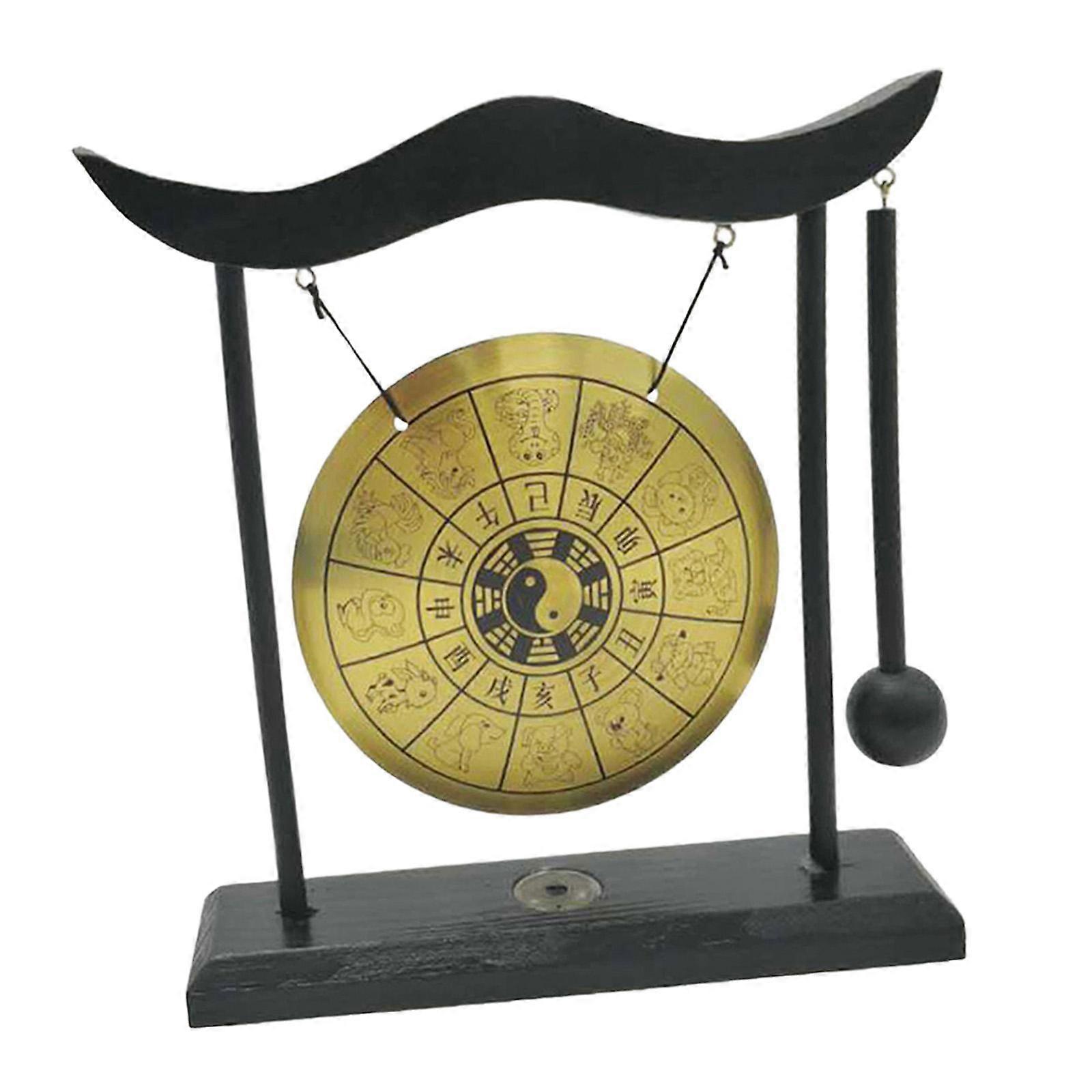Gong Ornament, Gong chinois avec support Carillon éolien Feng Shui Gong en laiton Bureau