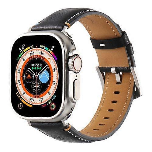 Stitched Genuine Leather Watch Band For Apple Watch 46mm / 49mm / 45mm / 44mm