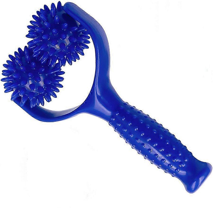 Anti-Cellulite Acupuncture Massage Roller with Handle to Relieve Tension, Relax Muscles - Blue