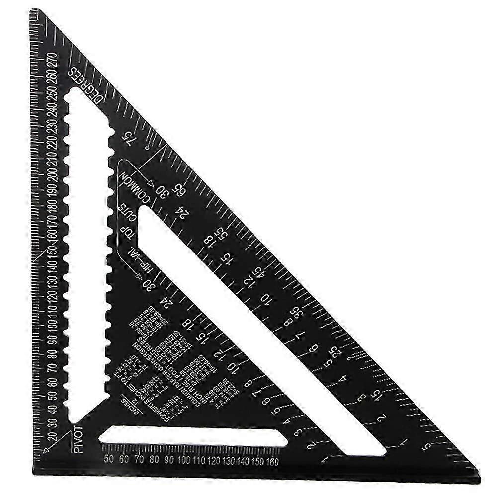 30cm Aluminum Alloy Triangle Protractor Set Square Carpenter Triangle Metric Professional Carpentry Angle RulerMeasuring Tool Black