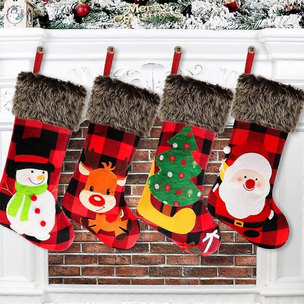 Elegant Touch, Large Size Burlap Christmas Stockings Invites Warmth, Unique Style Stockings With Personalized Plush, Ideal For Holiday Decor