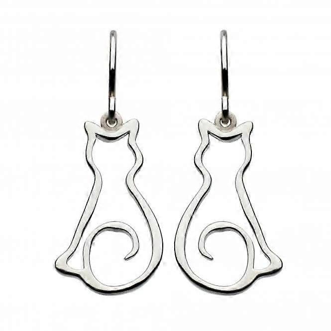 Dew Sterling Silver Pussy Cat Drop Earrings 6046HP014
