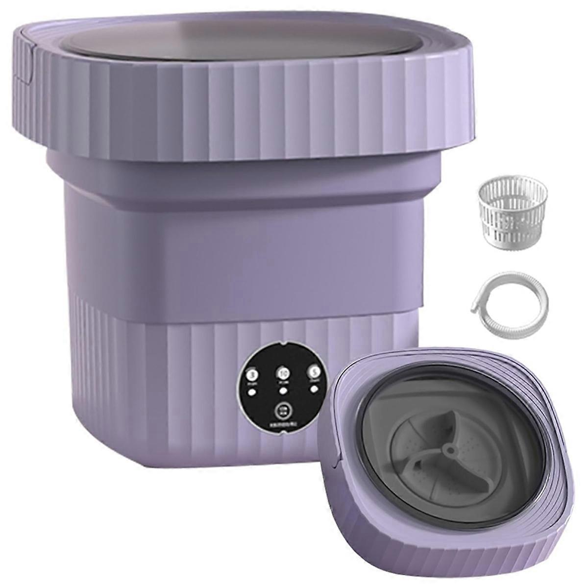 6L Mini Washer with Drain Basket Foldable Washing Machine for Apartment Dorm Trave for Deep Cleaning Underwear A EU Plug