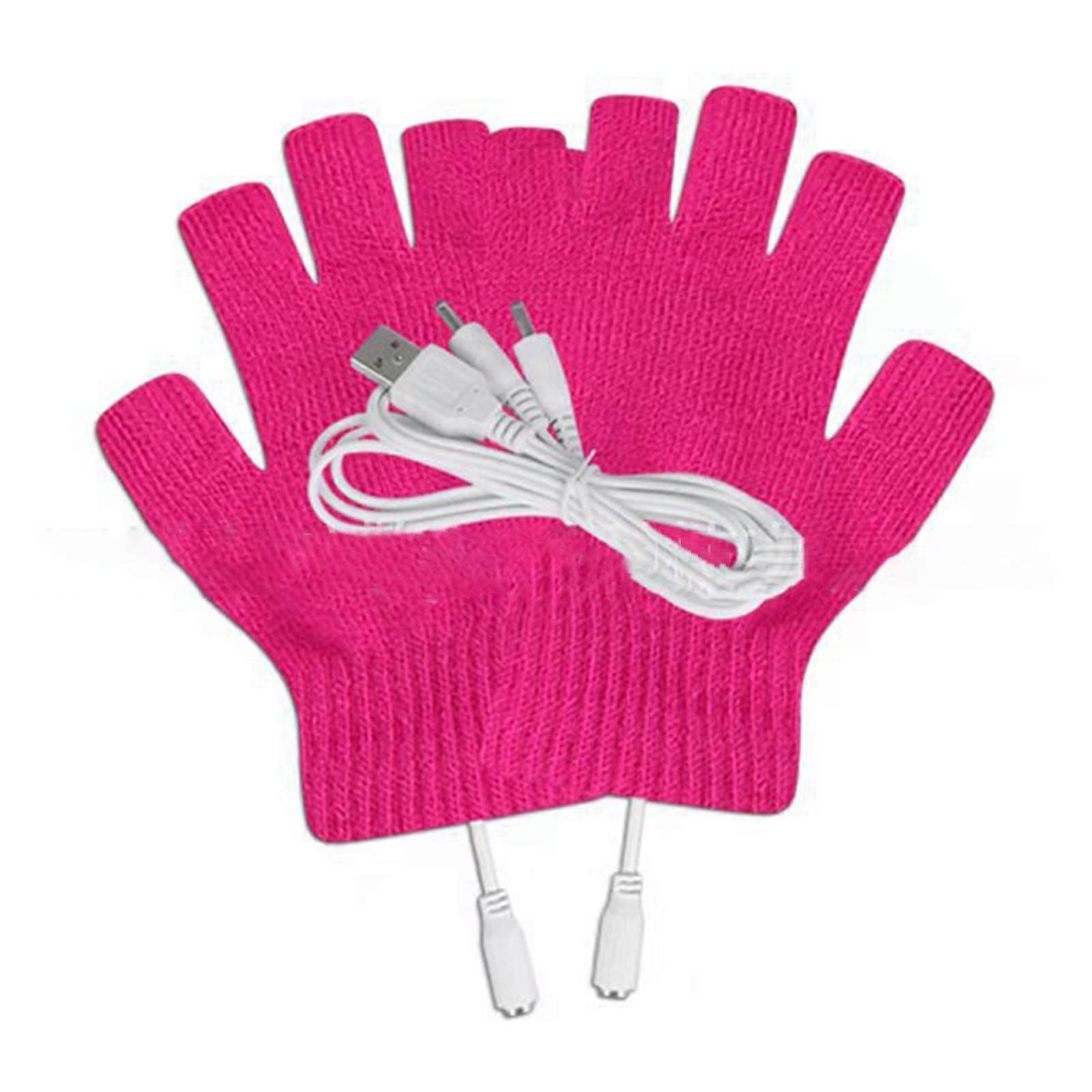 Weiche Erwachsenenhandschuhe Warme Fäustlinge Flip Halb- und Vollfinger USB Elektrisch beheizter Cabrio-Fäustling für den Winter Zubehör reines Rosa