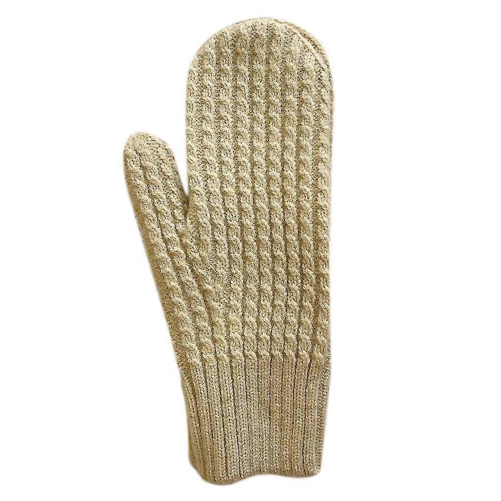 Warm Solid Color Knitted Mittens with Full Finger Coverage for Winter Crochet Gloves
