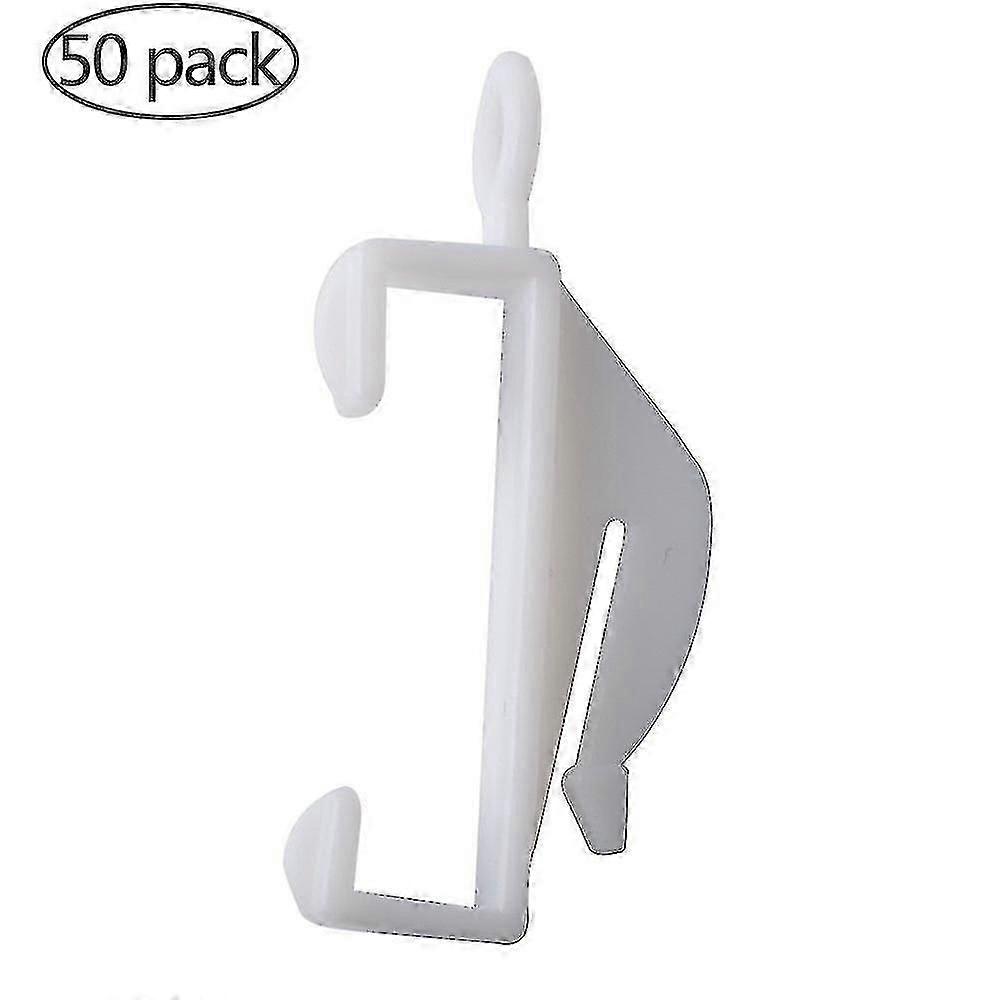 50pcs نافذة ستارة التكافؤ مقاطع، البلاستيك قابل للتعديل عمق قرصة الطية قفل ستارة الشريط كليب السنانير، 48mm طول