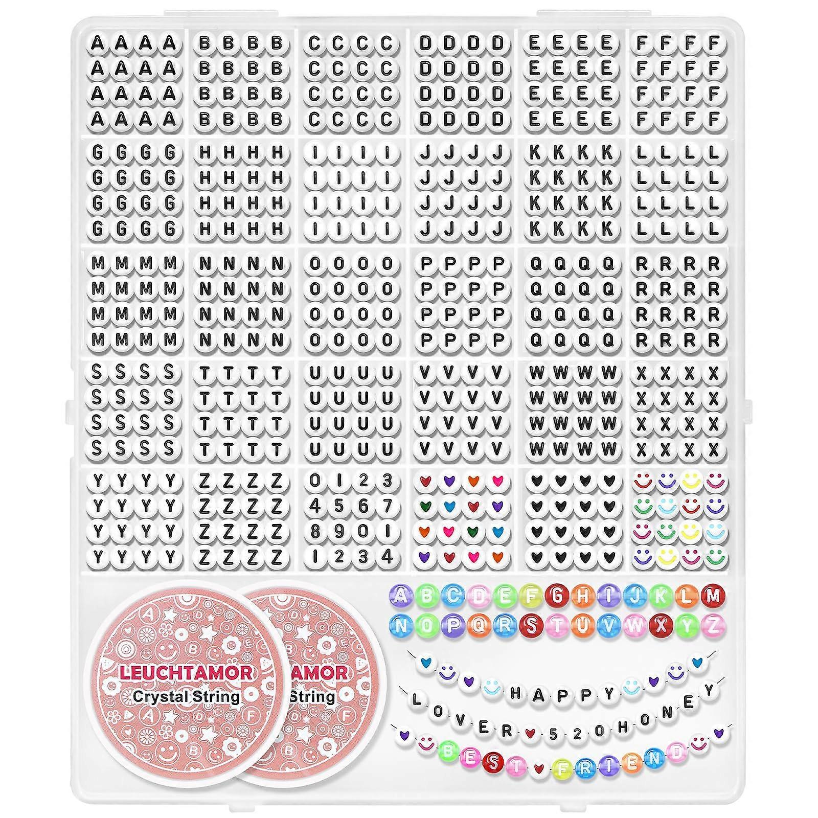 1570 Pcs Colorful Alphabet and Number Beads 4x7mm for DIY Friendship Bracelets Crafting Supplies