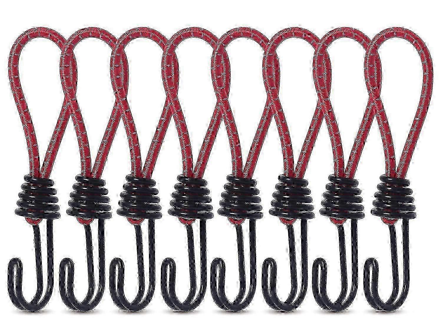 Outdoor Bungee Cords with Hooks - 8pcs Tent Elastic Rope Buckle Hook Spiral Hooks for Camping,Tent