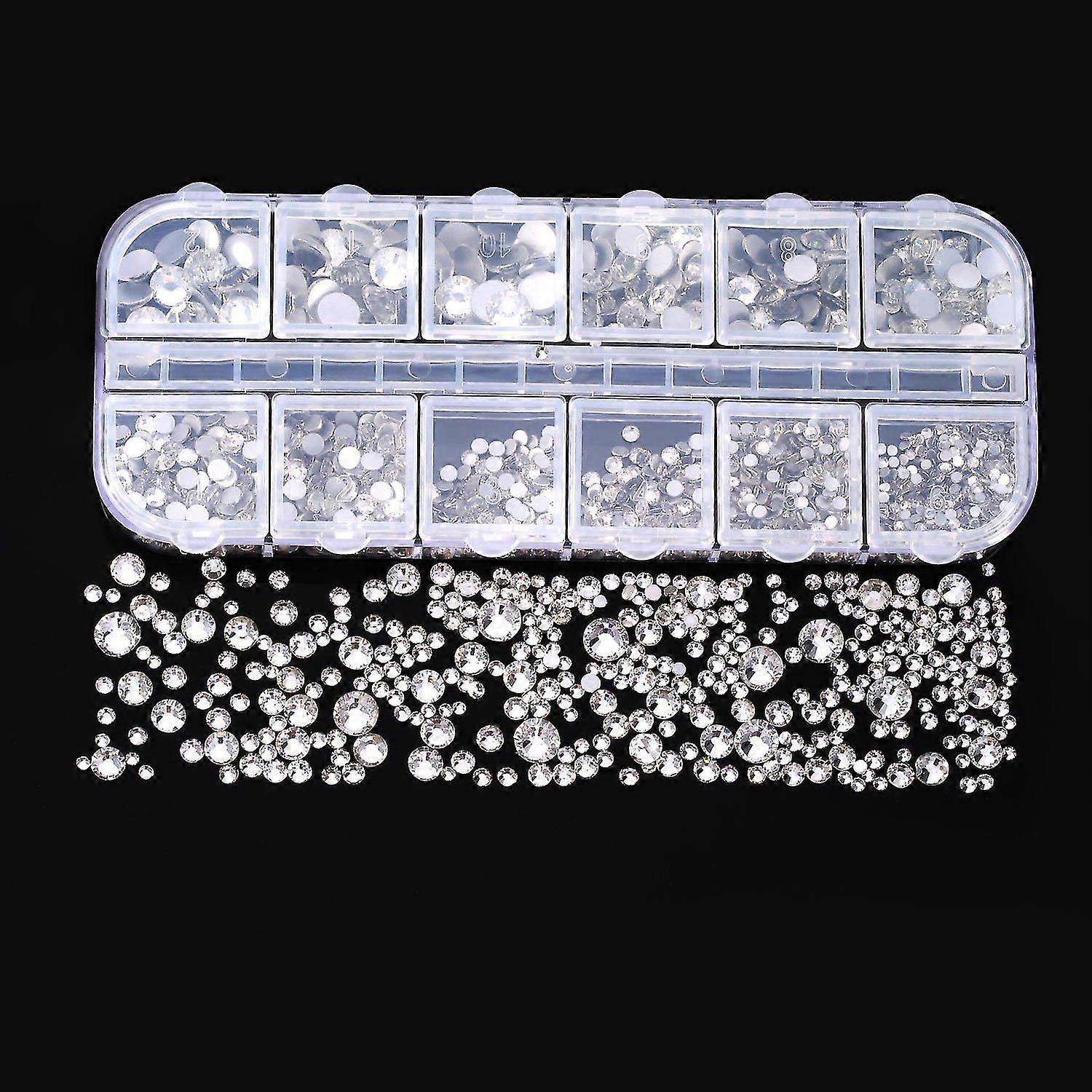 2000 Pieces Flat Back Gems Rhinestones 6 Sizes(clear)