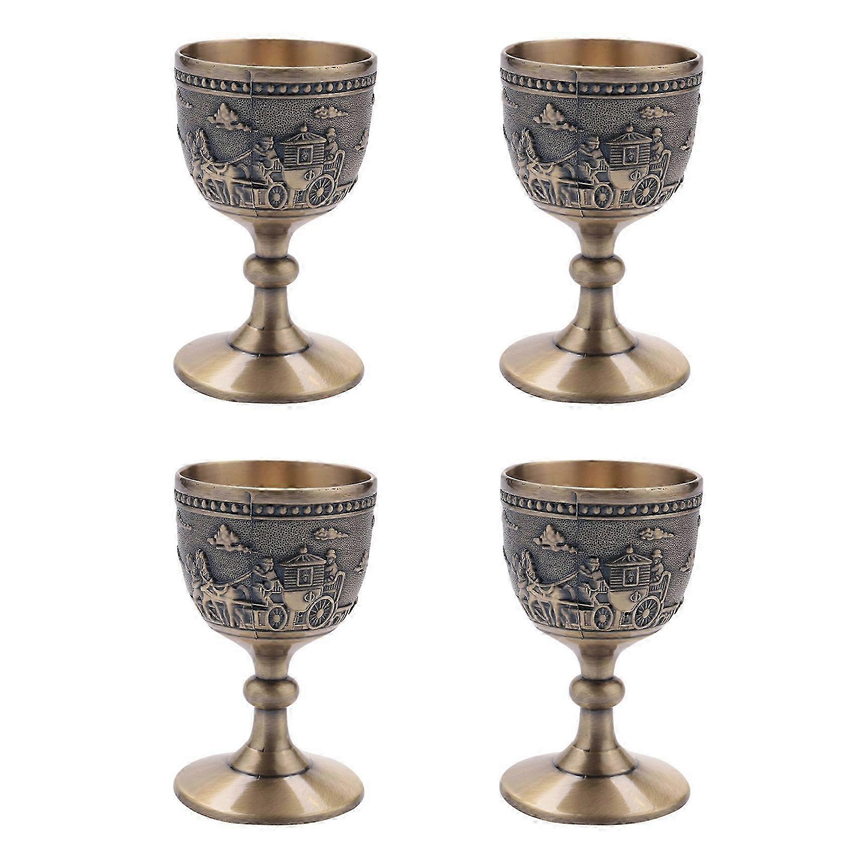 4Pcs Metal Wine Cup Handmade Copper Goblet