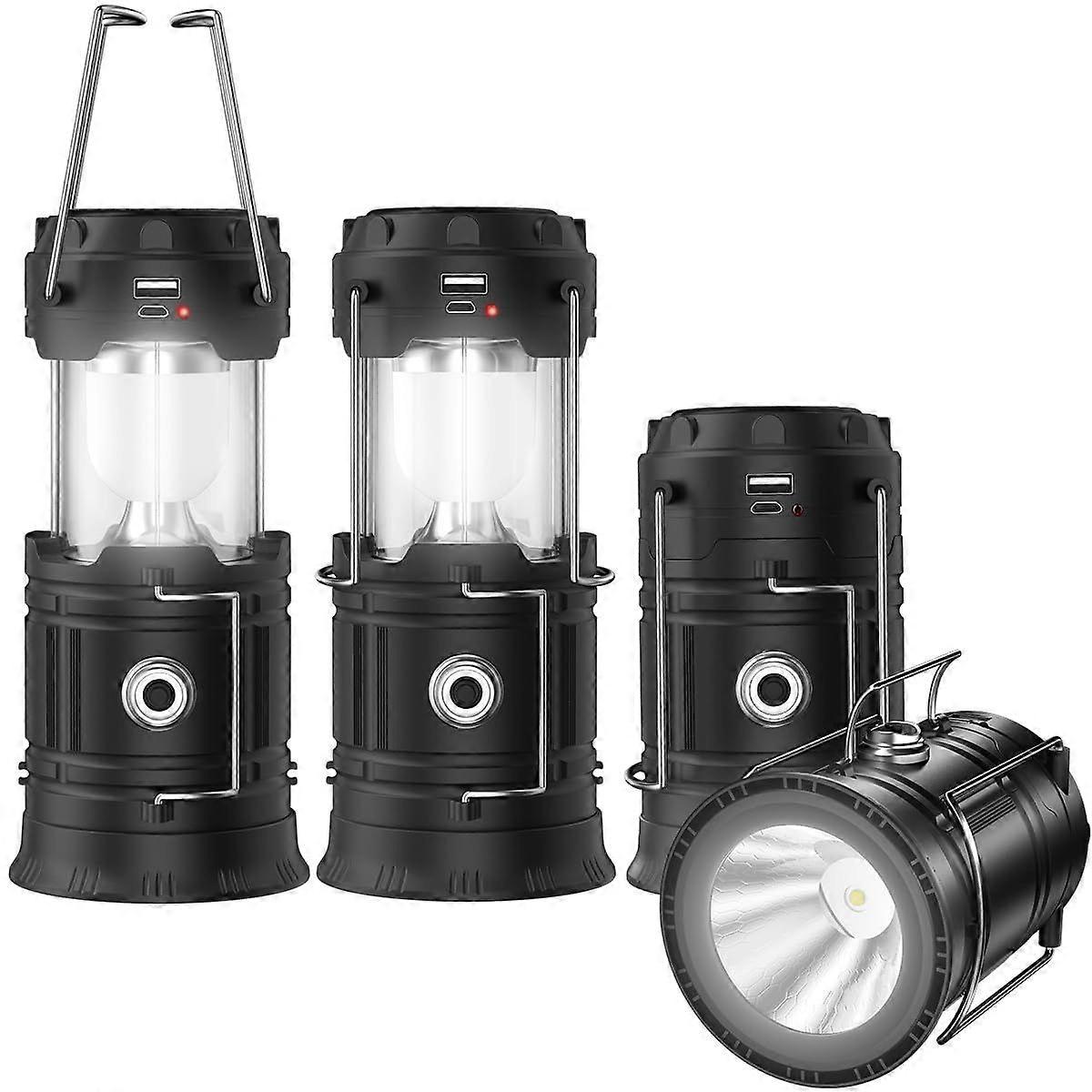 Upadte Solar Lantern Flashlights Charging for Phone, USB Rechargeable Led Camping Lantern, Collapsible & Portable for Emergency, Hurricanes, Power Out