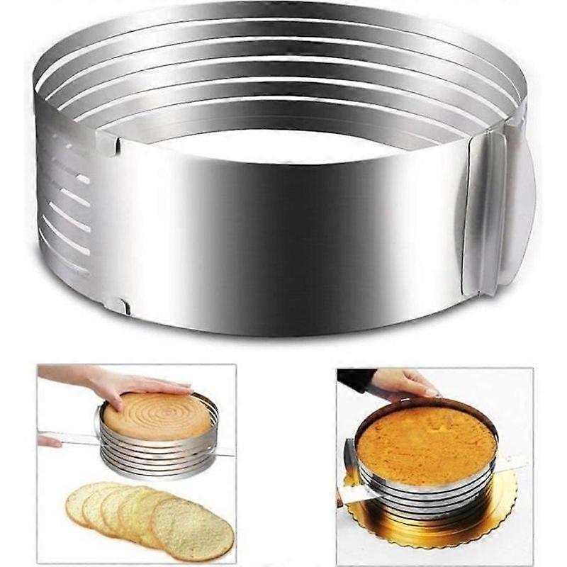 Adjustable Stainless Steel Mousse Cake Mold Layer Slicer Kit Silver Diameter 16-20cm