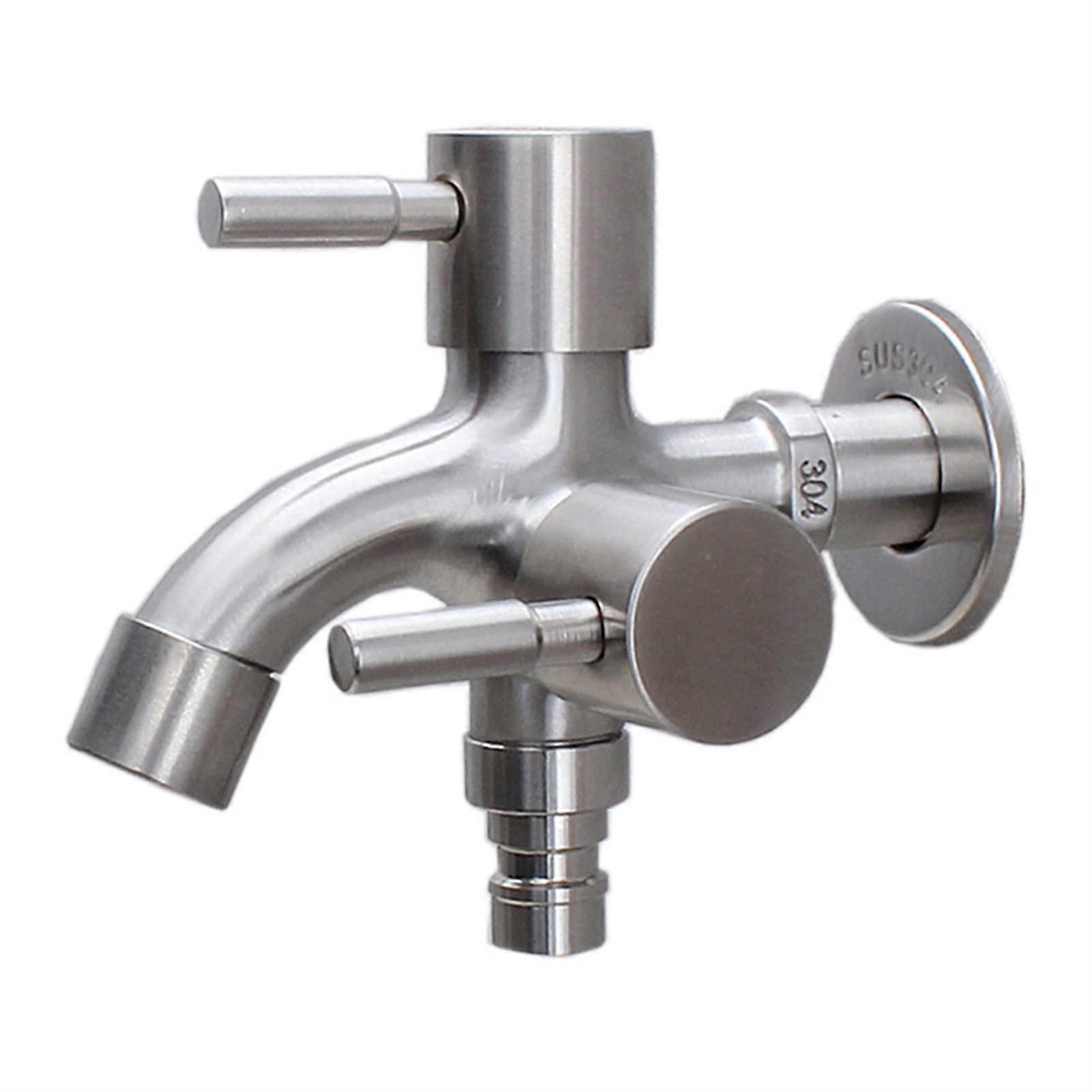 Double Faucet Wall Mount Washing Machine Tap - Multi-Function Outdoor Balcony Bathroom Kitchen Bibcock Taps
