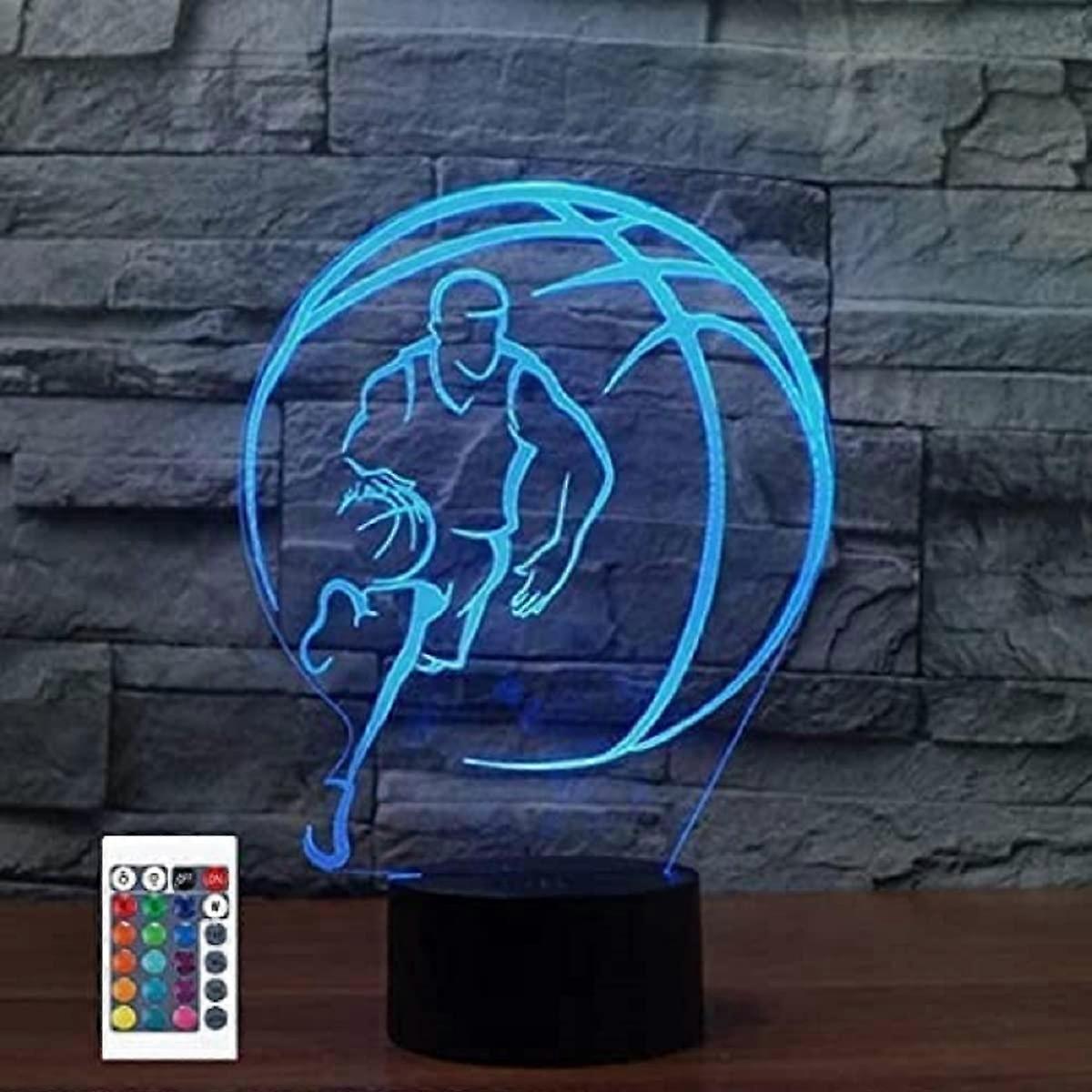 3D Basketball Night Lights 16 Color Illusion Acrylic LED Table Bedenth Lamp