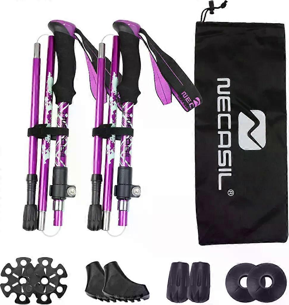 Foldable Trekking Poles, Adjustable, with Rubber Buffers for Hiking