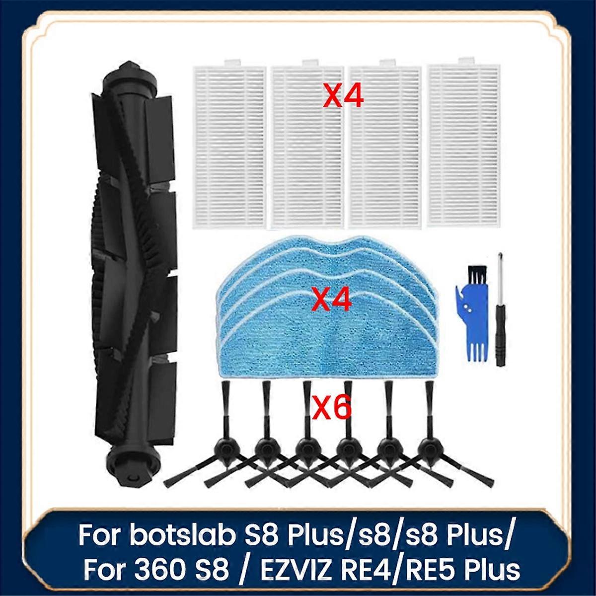 17PCS for 360 for Botslab S8 Plus/S8/S8 Plus for RE4/RE5 Plus Vacuum Cleaner Parts Main Side Brush