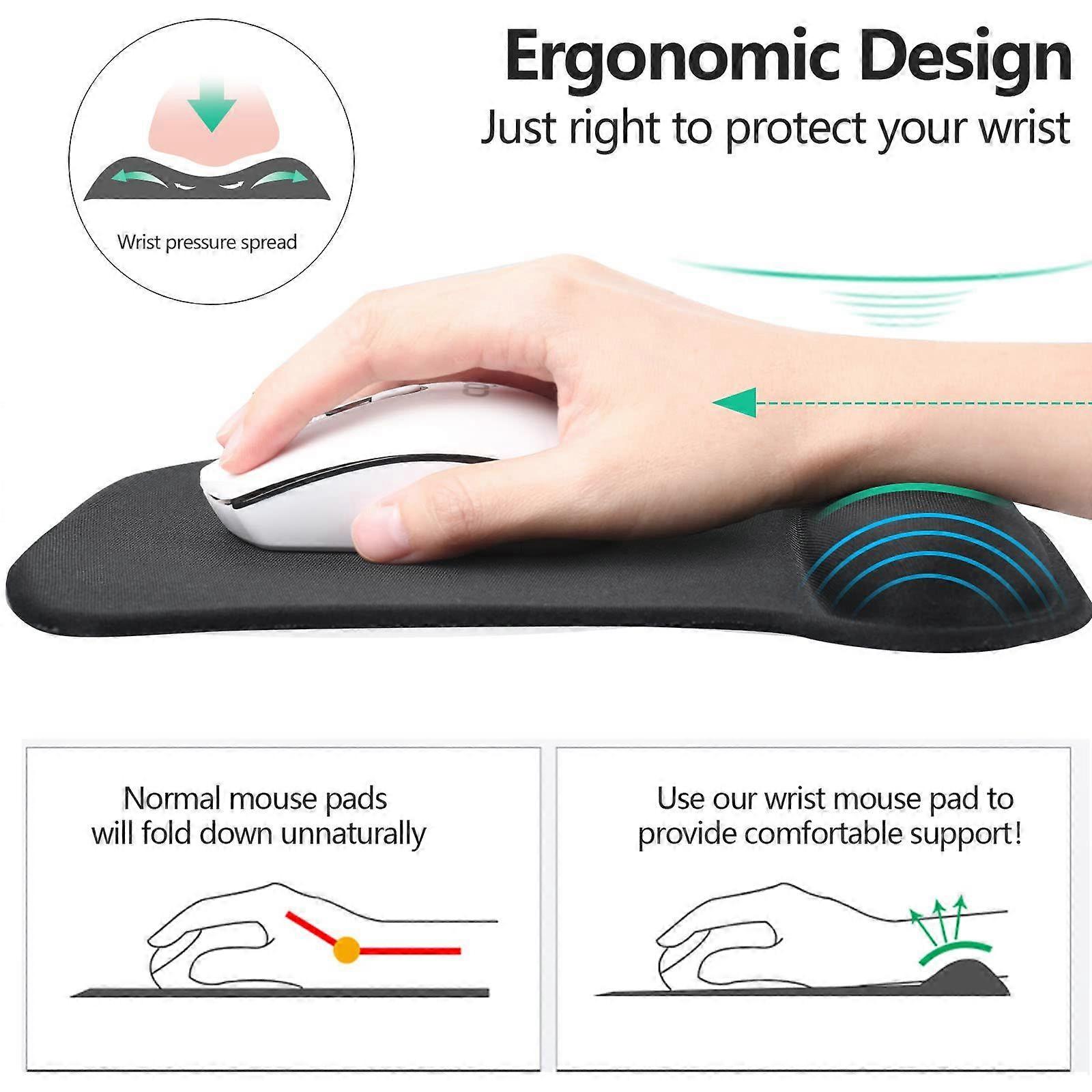 Ergonomic mouse pad with non-slip rubber base