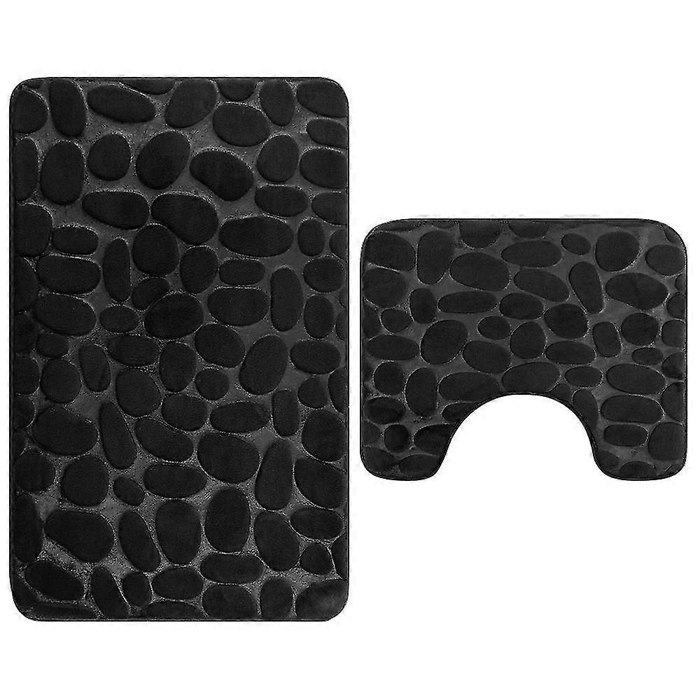 2 Pieces Non-slip Stand Bath Mats Set Breathable Memory Foam Bath Rugs Pleasantly Soft Water