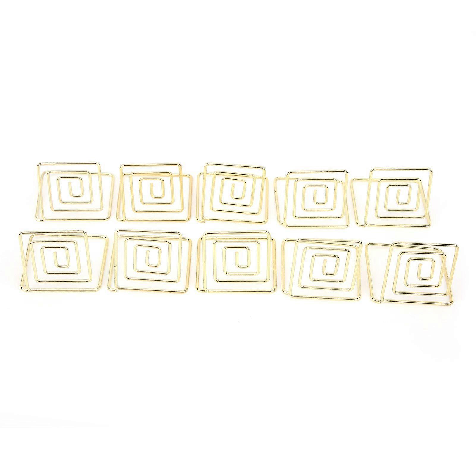10Pcs Business Card Holder Mini Cute Metal Desktop Message Display Stand for Table Number Photo Memo BanknoteGold