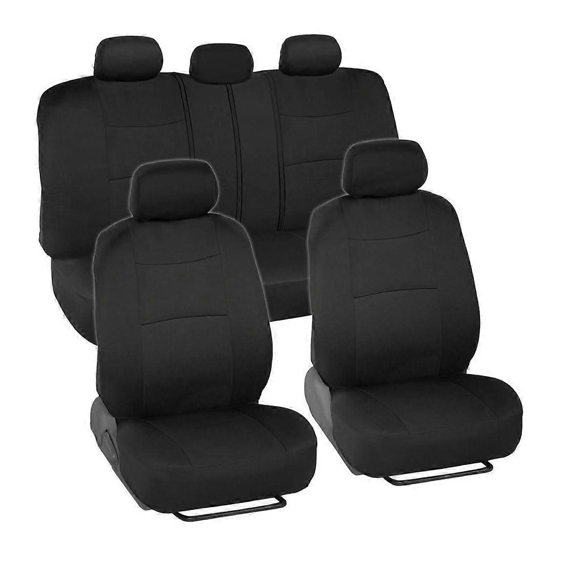 Car Seat Covers Black Two-Tone Split Bench Compatible with CSCFKS2TCBWSB, Universal Fit, Durable Material