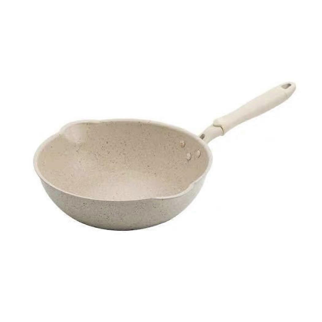 20CM Beige Maifan Stone NonStick Pan Household Frying Pan with Frying Pan Japanese Style Small Wok Induction Cooker Gas Stove General