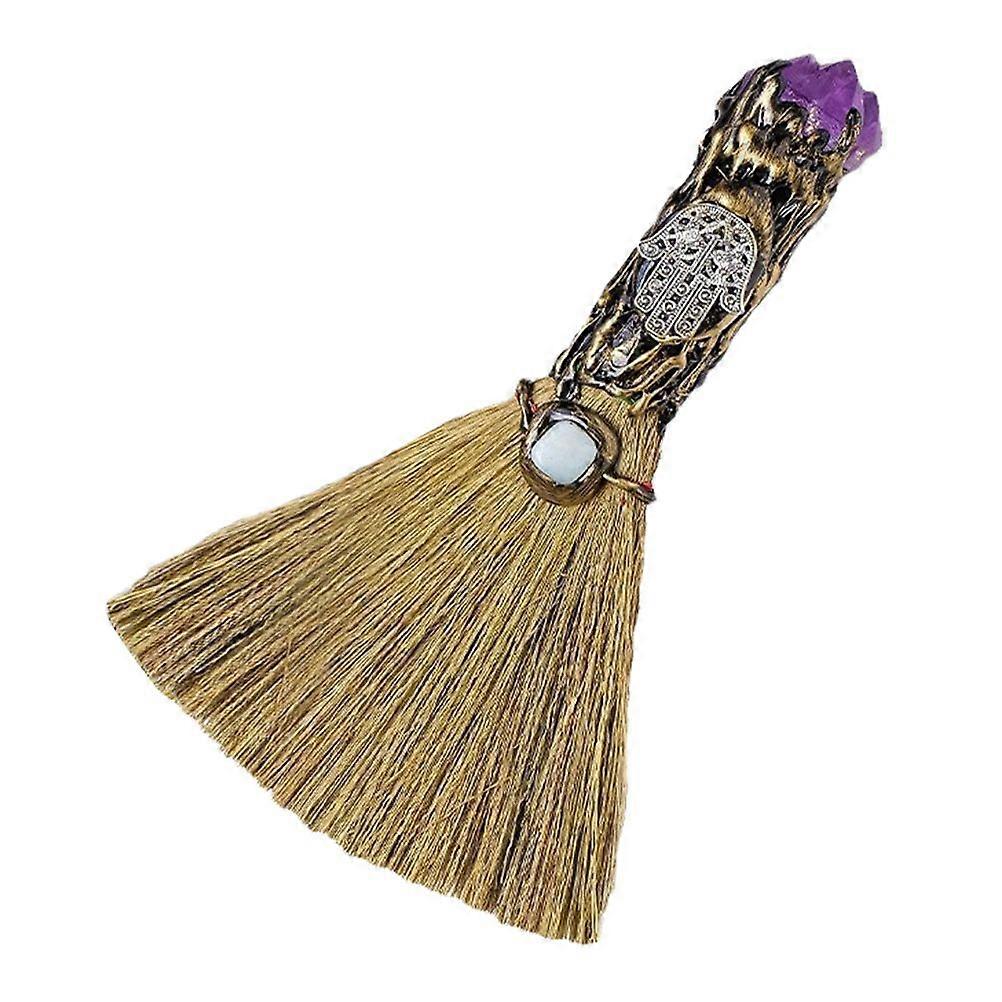 Mini Crystal Witch Broom Halloween Broomstick Ornament Multi-functional Mini Cleaning Tool