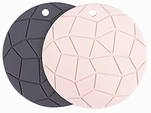 2pcs Heat Insulation Pad Kitchen Silicone Mat Tableware Insulation Pad Potholders (round)